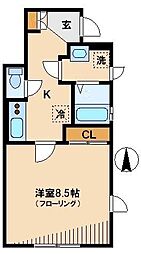 ウィスタリア 1階1Kの間取り