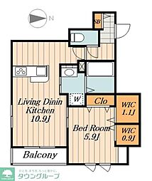 東武東上線 北池袋駅 徒歩4分の賃貸マンション 2階1LDKの間取り