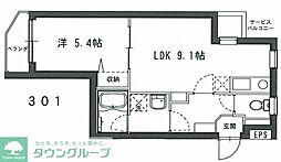 ファブール練馬 3階1LDKの間取り