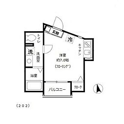 ヌーヴォープリエール 3階ワンルームの間取り