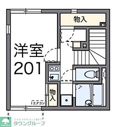 レオネクストグリシナパティオ 2階1Kの間取り