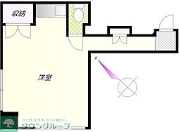 池袋見真ビル 2階ワンルームの間取り