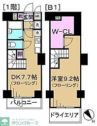ヴィーダ文京関口 1階1DKの間取り
