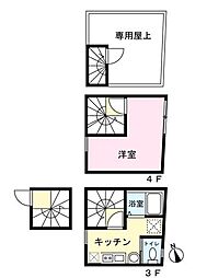 都営三田線 西巣鴨駅 徒歩3分の賃貸マンション 3階1Kの間取り
