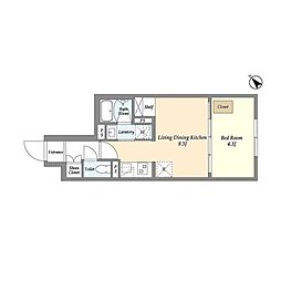 東京メトロ南北線 駒込駅 徒歩7分の賃貸マンション 2階1LDKの間取り