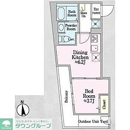 グローリオシェルト池袋本町 1階1DKの間取り