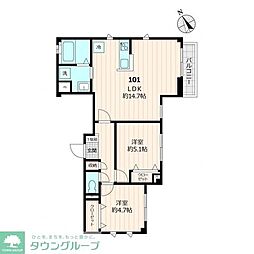 東武東上線 上板橋駅 徒歩7分の賃貸マンション 1階2LDKの間取り