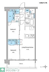 新宿区高田馬場3丁目マンション 2LDKの間取図画像