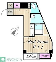東急田園都市線 用賀駅 徒歩9分の賃貸マンション 3階1Kの間取り