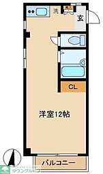 東急池上線 荏原中延駅 徒歩9分の賃貸マンション 1階ワンルームの間取り