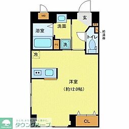東急池上線 池上駅 徒歩2分の賃貸マンション 4階ワンルームの間取り