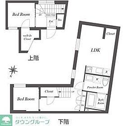 東急世田谷線 三軒茶屋駅 徒歩4分の賃貸マンション 1階2LDKの間取り