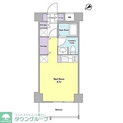 東急多摩川線 下丸子駅 徒歩4分の賃貸マンション 4階ワンルームの間取り