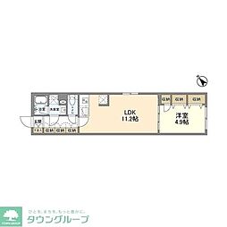 東急目黒線 武蔵小山駅 徒歩9分の賃貸マンション 4階1LDKの間取り