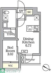 東急田園都市線 三軒茶屋駅 徒歩9分の賃貸マンション 2階1DKの間取り