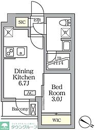 東急田園都市線 三軒茶屋駅 徒歩9分の賃貸マンション 3階1DKの間取り