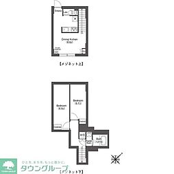 JR京浜東北・根岸線 大井町駅 徒歩9分の賃貸マンション 地下1階2DKの間取り