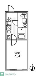 JR横須賀線 西大井駅 徒歩7分の賃貸マンション 2階1Kの間取り