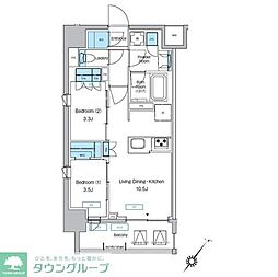 JR京浜東北・根岸線 大森駅 徒歩11分の賃貸マンション 7階2LDKの間取り