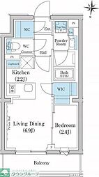 東急池上線 池上駅 徒歩4分の賃貸マンション 3階1LDKの間取り