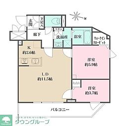 都営浅草線 西馬込駅 徒歩14分の賃貸マンション 1階2LDKの間取り