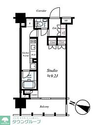 東急目黒線 不動前駅 徒歩9分の賃貸マンション 4階1Kの間取り