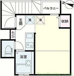 東急東横線 都立大学駅 徒歩8分の賃貸アパート 2階ワンルームの間取り