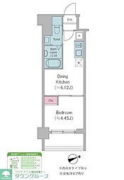 都営浅草線 西馬込駅 徒歩11分の賃貸マンション 6階1DKの間取り