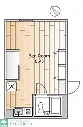 東急目黒線 洗足駅 徒歩2分の賃貸マンション 4階ワンルームの間取り