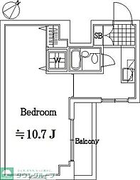 東急多摩川線 下丸子駅 徒歩10分の賃貸マンション 4階1Kの間取り