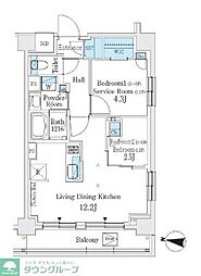 JR横須賀線 西大井駅 徒歩7分の賃貸マンション 4階2LDKの間取り
