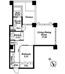 東京メトロ日比谷線 広尾駅 徒歩2分の賃貸マンション 5階1LDKの間取り