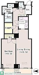 JR山手線 恵比寿駅 徒歩10分の賃貸マンション 11階1LDKの間取り