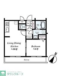 都営浅草線 西馬込駅 徒歩8分の賃貸マンション 3階1LDKの間取り
