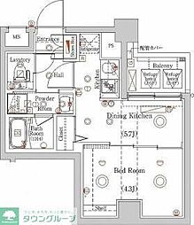 東急多摩川線 矢口渡駅 徒歩4分の賃貸マンション 1階1DKの間取り