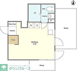 東急目黒線 不動前駅 徒歩7分の賃貸マンション 5階ワンルームの間取り