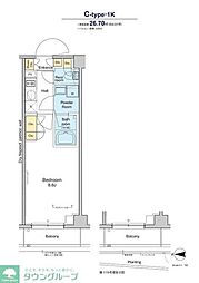 JR京浜東北・根岸線 大井町駅 徒歩9分の賃貸マンション 2階1Kの間取り