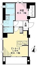 東急大井町線 尾山台駅 徒歩9分の賃貸マンション 1階1LDKの間取り