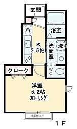 東急東横線 学芸大学駅 徒歩8分の賃貸アパート 1階1Kの間取り