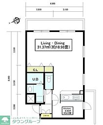 東急池上線 長原駅 徒歩7分の賃貸マンション 3階ワンルームの間取り