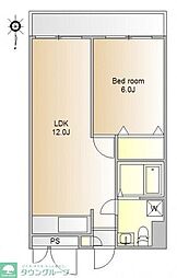 東急東横線 都立大学駅 徒歩10分の賃貸マンション 1階1LDKの間取り