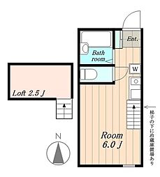 メゾンドソレイユ 2階ワンルームの間取り