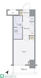 東急東横線 都立大学駅 徒歩11分の賃貸マンション 4階1Kの間取り