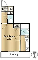 ラクラス学芸大学 1階1Kの間取り