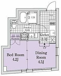 東急目黒線 西小山駅 徒歩7分の賃貸マンション 1階1DKの間取り