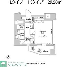 東急目黒線 大岡山駅 徒歩10分の賃貸マンション 6階1Kの間取り