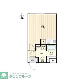 東急目黒線 武蔵小山駅 徒歩5分の賃貸マンション 3階ワンルームの間取り