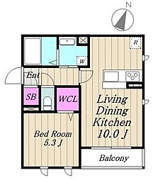 東急世田谷線 上町駅 徒歩14分の賃貸アパート 3階1LDKの間取り