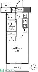 東京メトロ日比谷線 広尾駅 徒歩9分の賃貸マンション 9階1Kの間取り