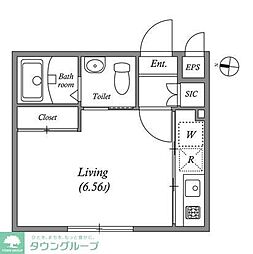 東急池上線 池上駅 徒歩3分の賃貸マンション 4階1Kの間取り